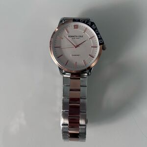 New Genuine Diamond Two-Tone Bracelet Watch Kenneth Cole Silver and Rose Gold